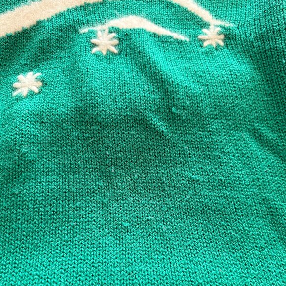 Vintage 80s 90s Lucia Nordic Winter Snowflake Sweater Green Size M Christmas - Picture 7 of 10